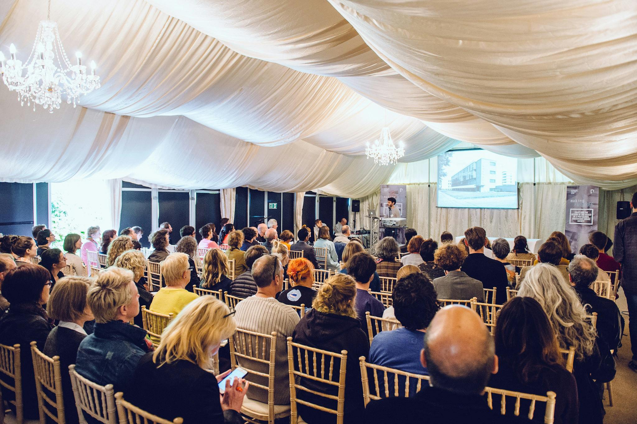 Making Futures 2015 a room of people listen to a lecture at the Making Futures conference