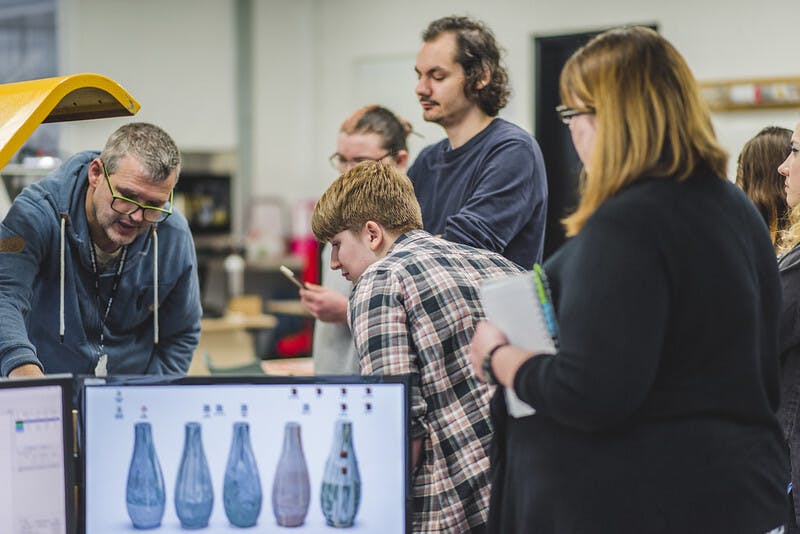 A group of students working in Fab Lab Plymouth